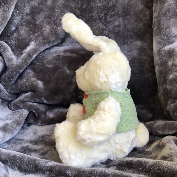 White Bunny Rabbit Plush Green Vest Bendable Ears 15”  Soft Stuffed Animal Toy - Picture 4 of 16